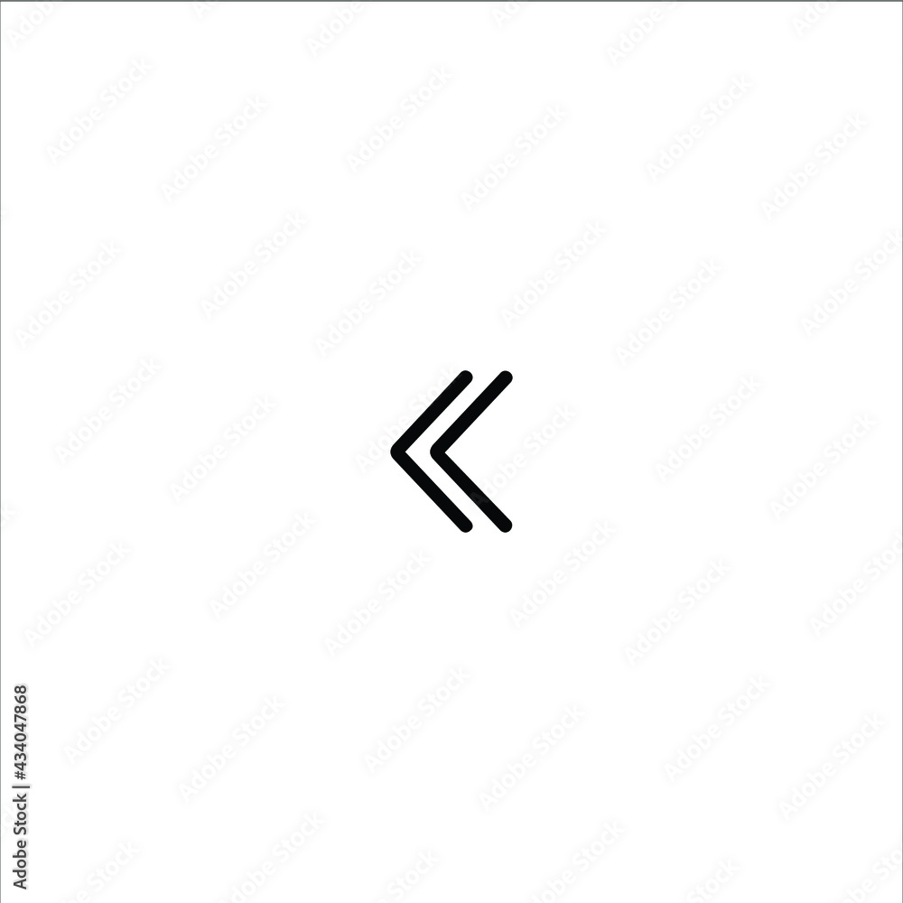 Double left arrow outline icon Double left arrow outline icon