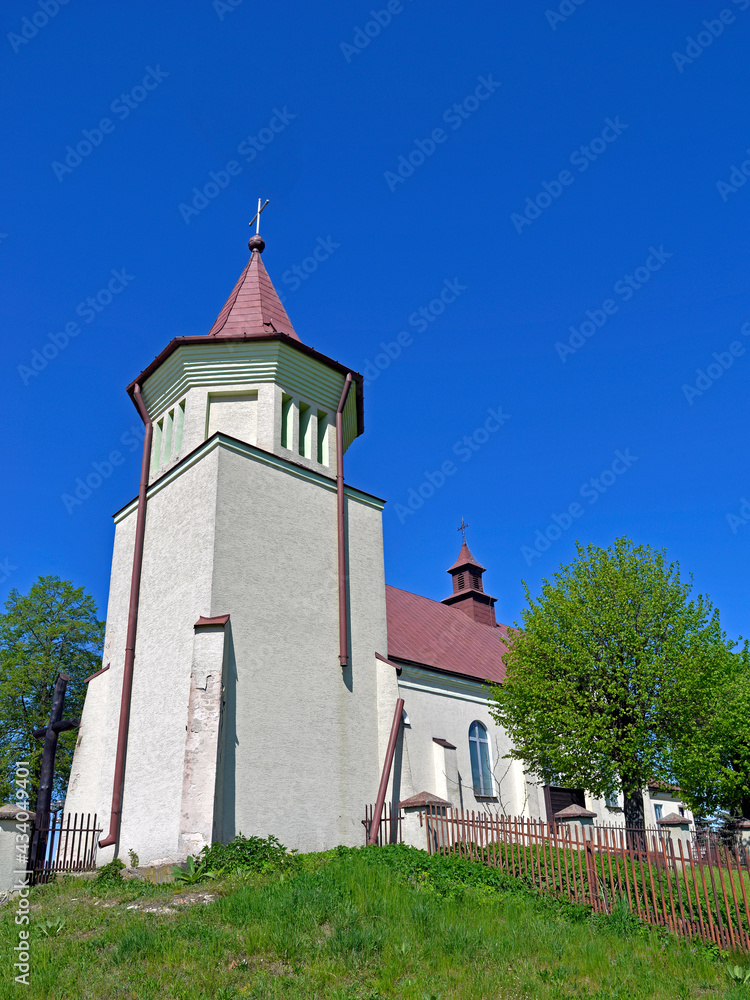 Built in 1953, the Catholic Church of the Immaculate Conception of the Blessed Virgin Mary in Nieciecz Włościańska in Masovia, Poland.