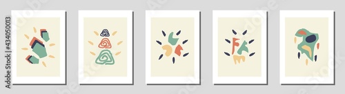 Set of creative with hand drawn background for wall design, office, school and restaurant. Minimalist art background.