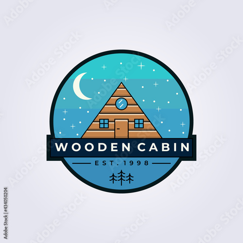 Cottage cabin lodge logo vector illustration design sticker poster label template simple color design