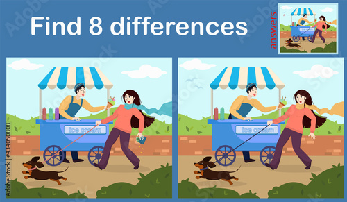 entertaining children's vector illustration mindfulness game find 8 differences