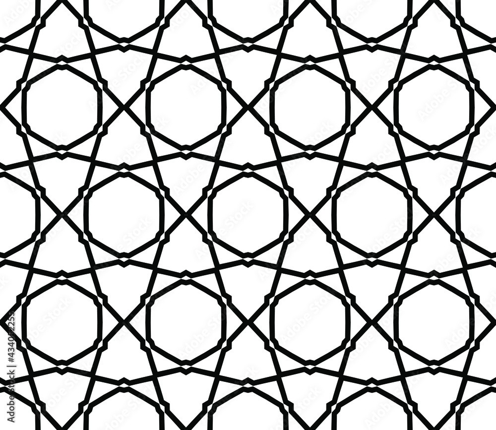Naklejka premium Abstract seamless pattern with decorative motif. Stylish black texture. Geometry illustration.