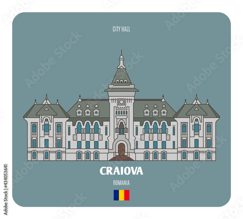Cuadro en lienzo City Hall in Craiova, Romania