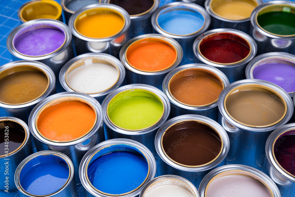 Full Buckets of rainbow colored oil paint Full Buckets of rainbow colored oil paint
