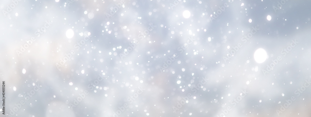 blue snowfall bokeh background, abstract snowflake background on blurred abstract blue