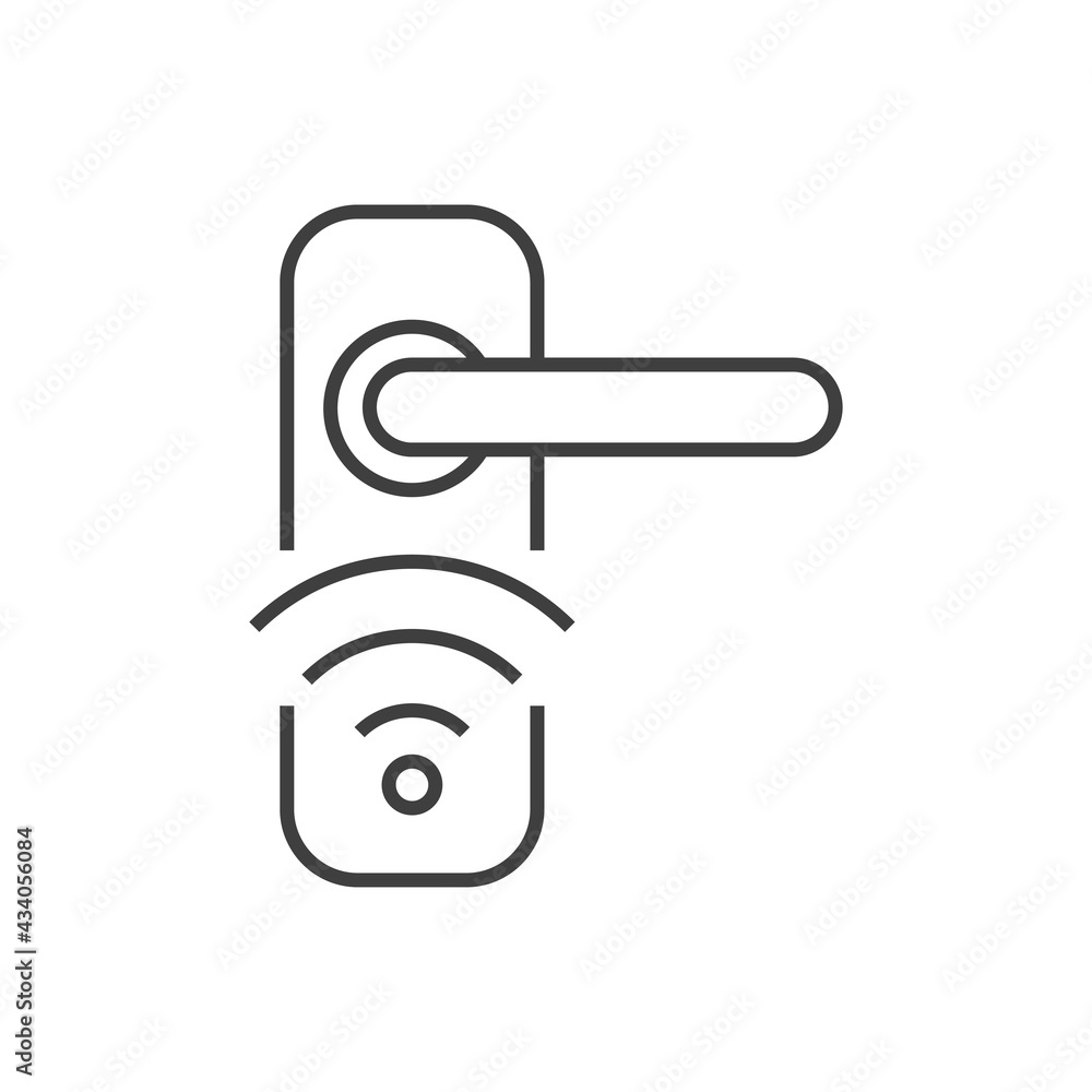 Cerradura de puerta NFC. Cerradura de puerta con olas con lineas de color gris Cerradura de puerta NFC. Cerradura de puerta con olas con lineas de color gris