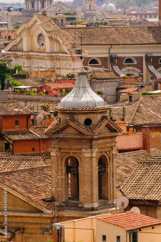 Detail view to Rome rooftops with catholic basilics and monuments, Italy photo