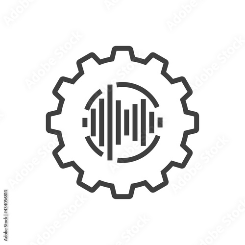  Engranaje con ondas sonido con lineas de color gris