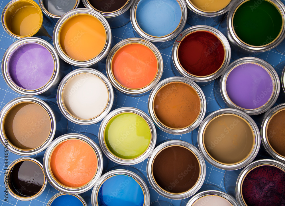Full Buckets of rainbow colored oil paint Full Buckets of rainbow colored oil paint
