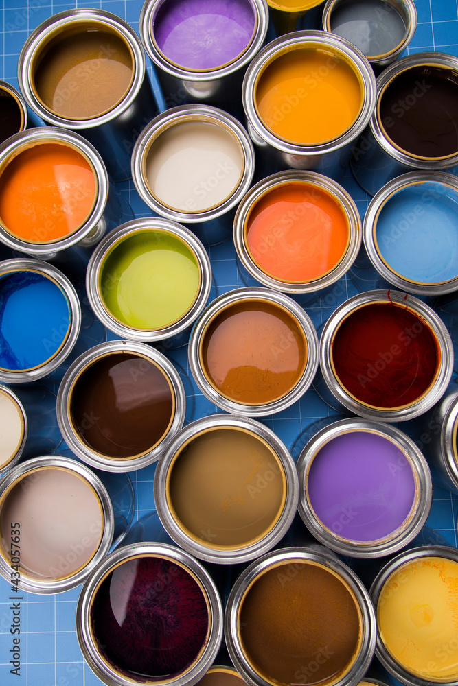 Full Buckets of rainbow colored oil paint Full Buckets of rainbow colored oil paint