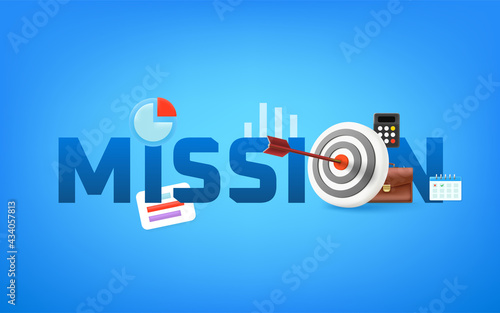 Mission concept. Vector illustration with dhining lightbulb