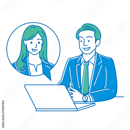 Web面接を行う男性