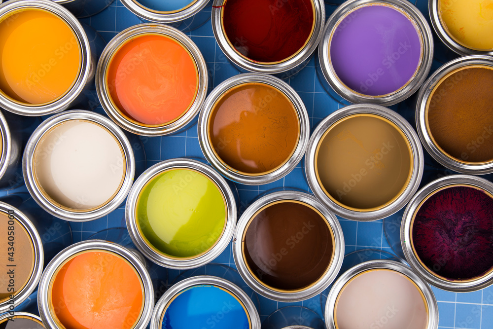 Full Buckets of rainbow colored oil paint Full Buckets of rainbow colored oil paint