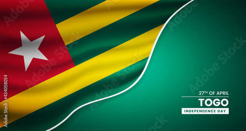 Abstract independence day of Togo background with elegant fabric flag and typographic illustration