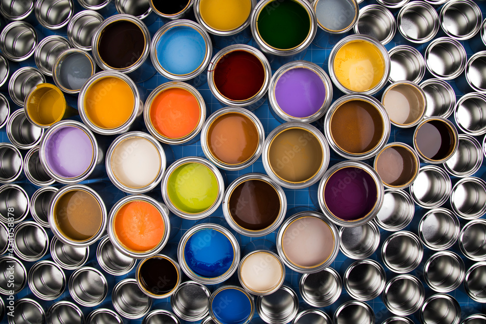 Background from multi color cans of paint Background from multi color cans of paint