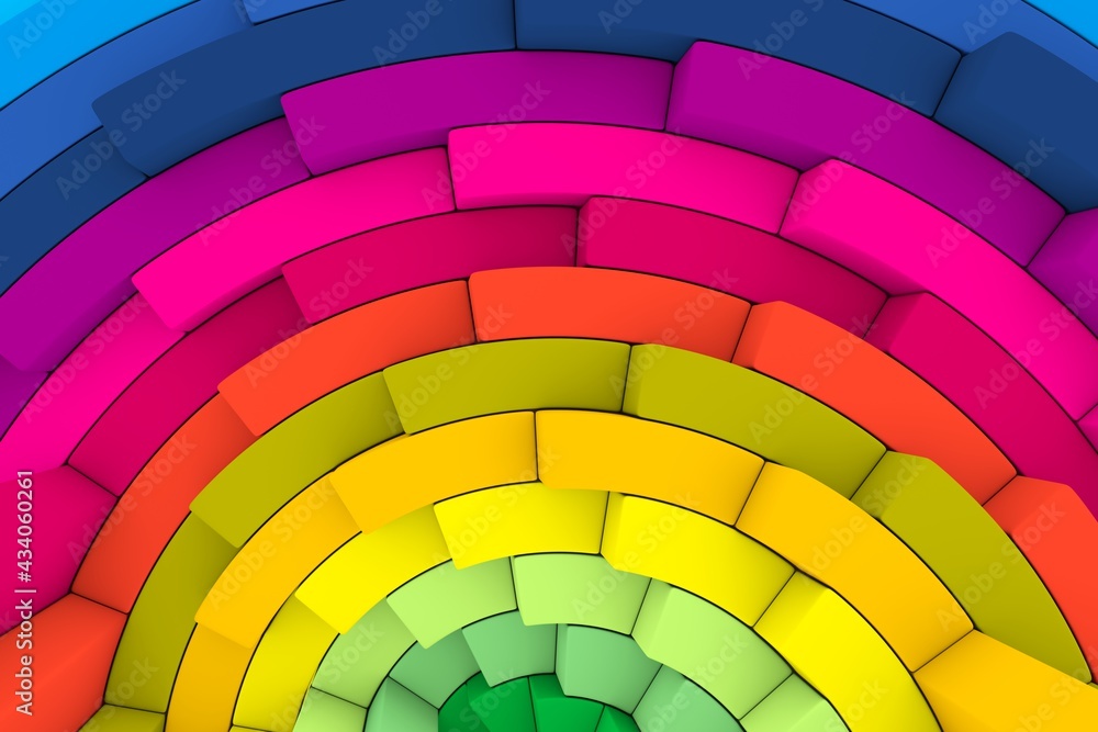 Obraz premium Colorful step fan abstract background 3D render illustration