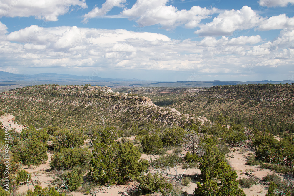 Panoramic View.
Scenic view of the canyon with greenery near Los Alamos, New Mexico.