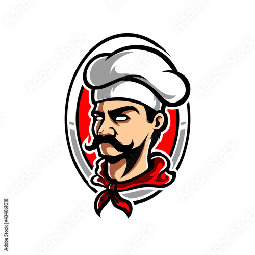 CHEF HEAD MASCOT LOGO ILLUSTRATION