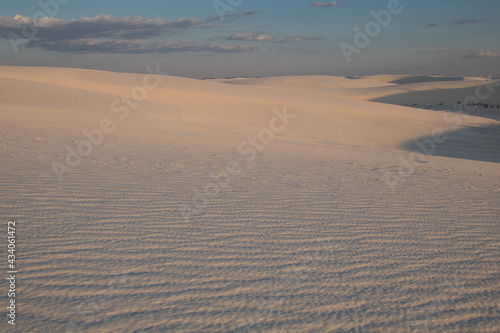 White Sands National Monument. Scenic view of White Sands at sunset  New Mexico  these are dunes composed of sands of gypsum.