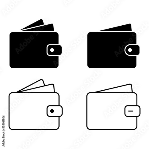 Set of Wallet icon. Wallet Line sign. Vector illustration.