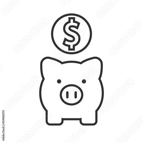 Piggy bank and coins icon. Save money concept. Vector illustration.