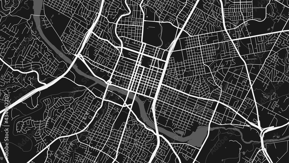 Fototapeta premium Black and white Austin city area vector background map, streets and water cartography illustration.