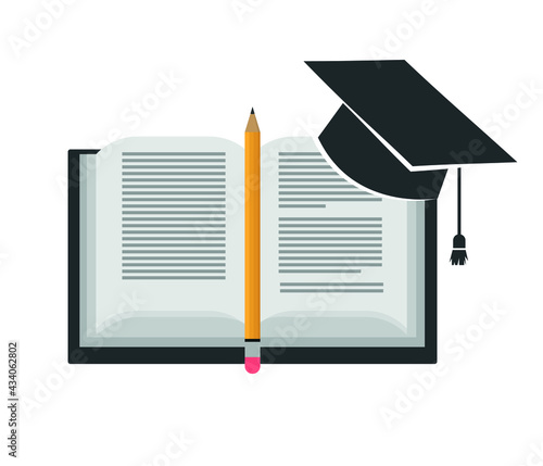 Education symbol design template, book with graduation cap icon stylized, educational industry.