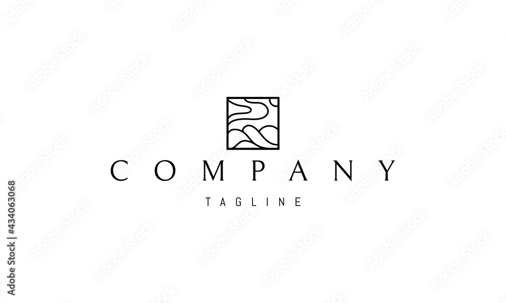Vector logo on which an abstract image of the seascape in a linear style. Vector logo on which an abstract image of the seascape in a linear style.