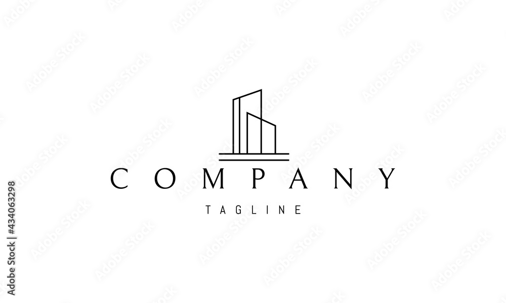Vector logo on which an abstract image of two skyscrapers in a minimalist style.