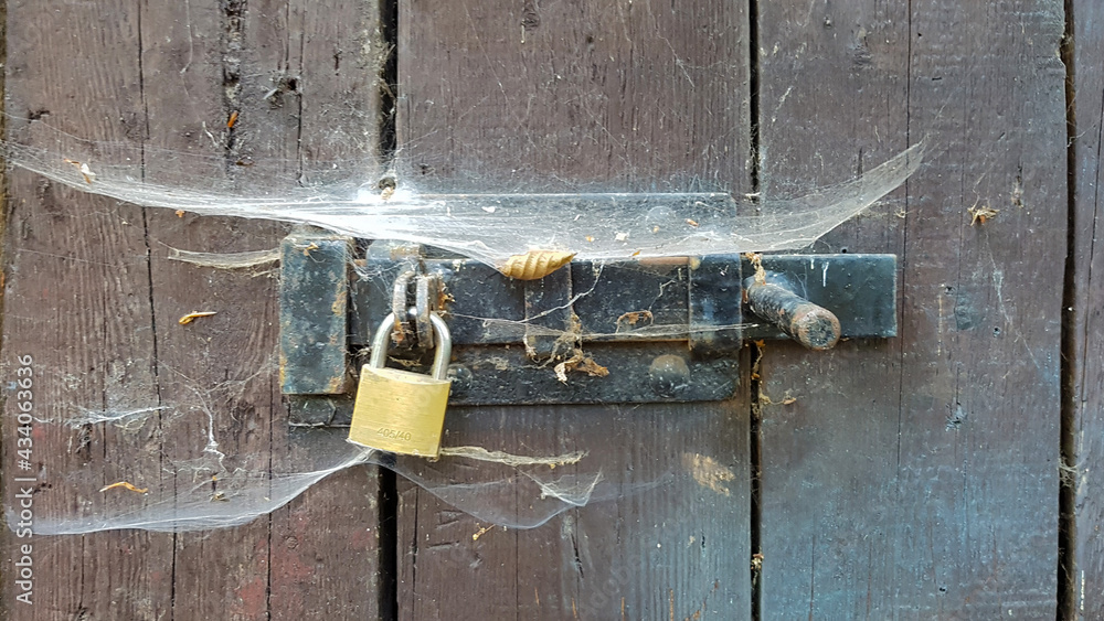 Schloß alt vorhängeschloß riegel verriegelt spinnenweben