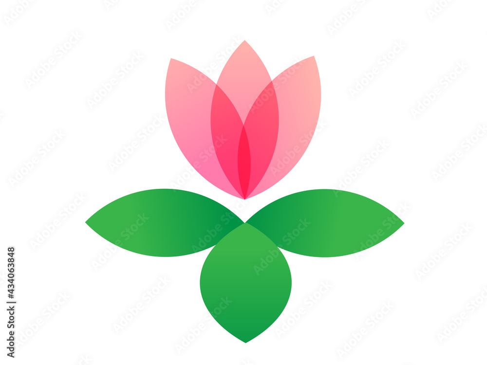 Logo del fiore di loto. Icona, disegno vettoriale di loto isolato su sfondo bianco in stile piatto. Elemento floreale geometrico Logo del fiore di loto. Icona, disegno vettoriale di loto isolato su sfondo bianco in stile piatto. Elemento floreale geometrico