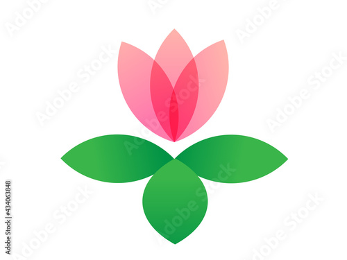 Logo del fiore di loto. Icona, disegno vettoriale di loto isolato su sfondo bianco in stile piatto. Elemento floreale geometrico