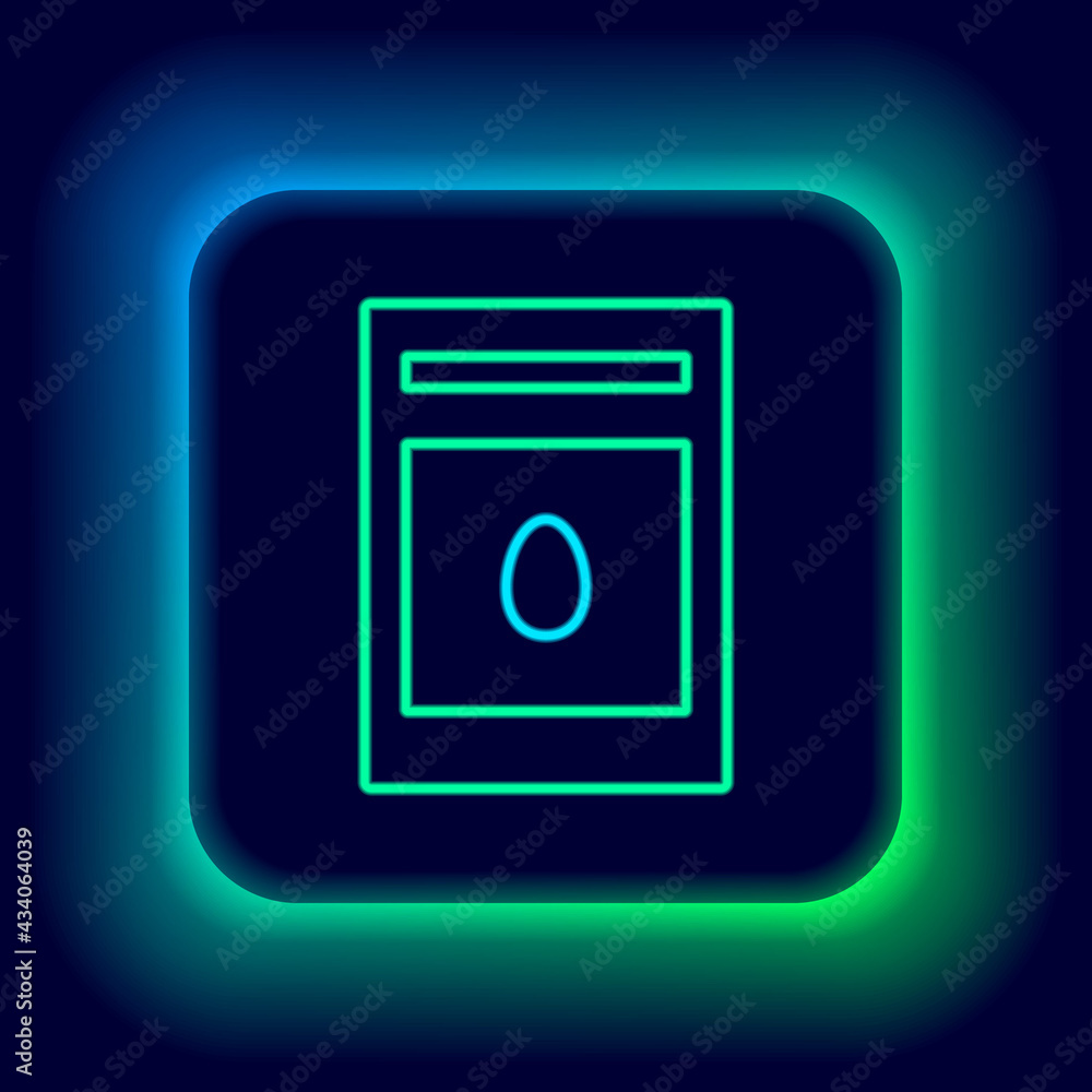 Glowing neon line Pack full of seeds of a specific plant icon isolated on black background. Colorful outline concept. Vector Glowing neon line Pack full of seeds of a specific plant icon isolated on black background. Colorful outline concept. Vector