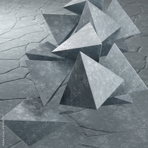 background concrete triangular shapes abstract. 3d render