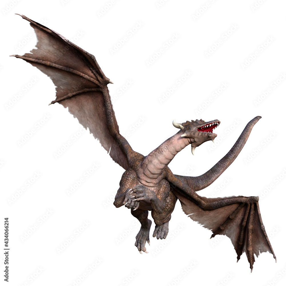 Fototapeta premium 3D Rendering Fairy Tale Dragon on White