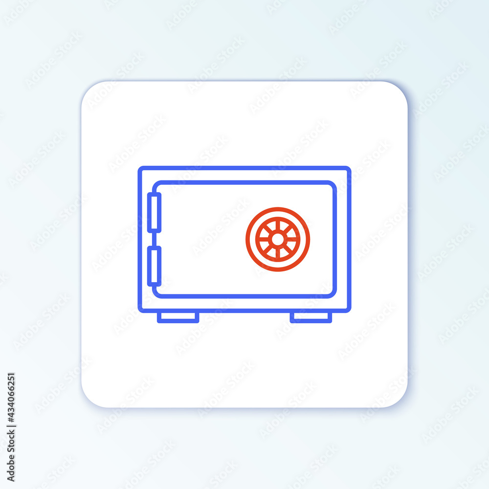 Line Safe icon isolated on white background. The door safe a bank vault with a combination lock. Reliable Data Protection. Colorful outline concept. Vector Line Safe icon isolated on white background. The door safe a bank vault with a combination lock. Reliable Data Protection. Colorful outline concept. Vector