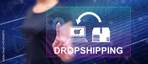 Woman touching a dropshipping concept