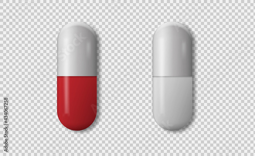 Colorful capsules set.Vector illustration isolated on white background.