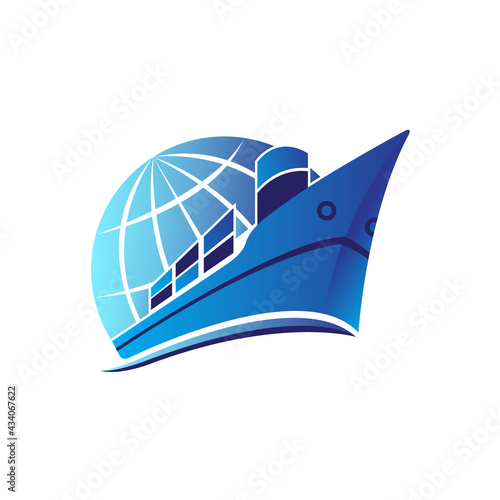 modern global fast international shipping cargo logo template design vector in isolated white background