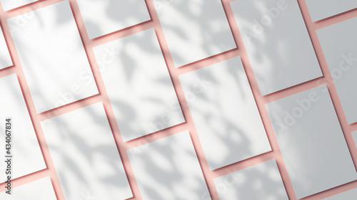 Various vertical business card mockup with shadows for branding presentation, corporate identity, advertising, stationery, graphic design template. Modern mock up in realistic 3D rendering