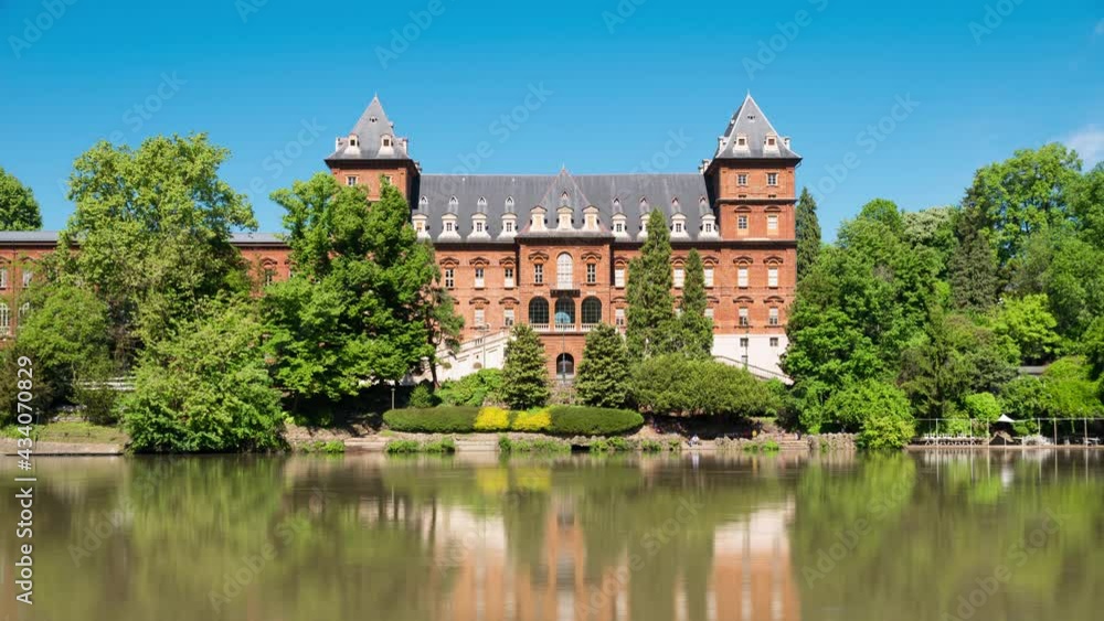 Turin, Italy. View of the Valentino castle in the park of the same name on the bank of the Po river. Turin, Italy. View of the Valentino castle in the park of the same name on the bank of the Po river.