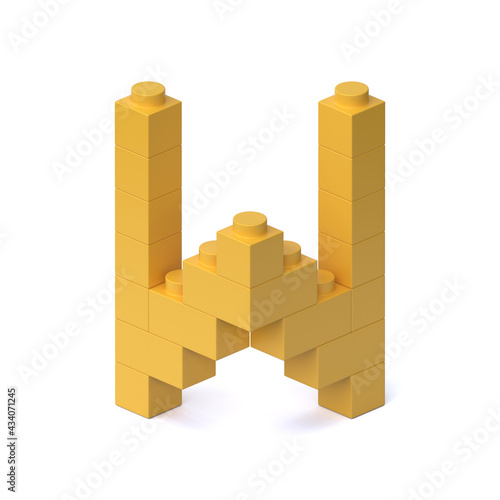 Building blocks font 3d rendering letter W