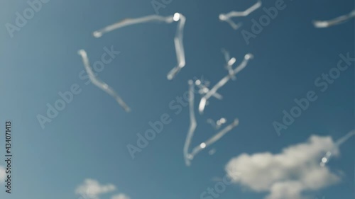 Eye Floaters Myodesopsia, Blue Sky. blurry vision. muscae volitantes. 3d render photo