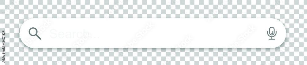 Search bar, search boxes with shadow on transparent background - stock. Vector illustration