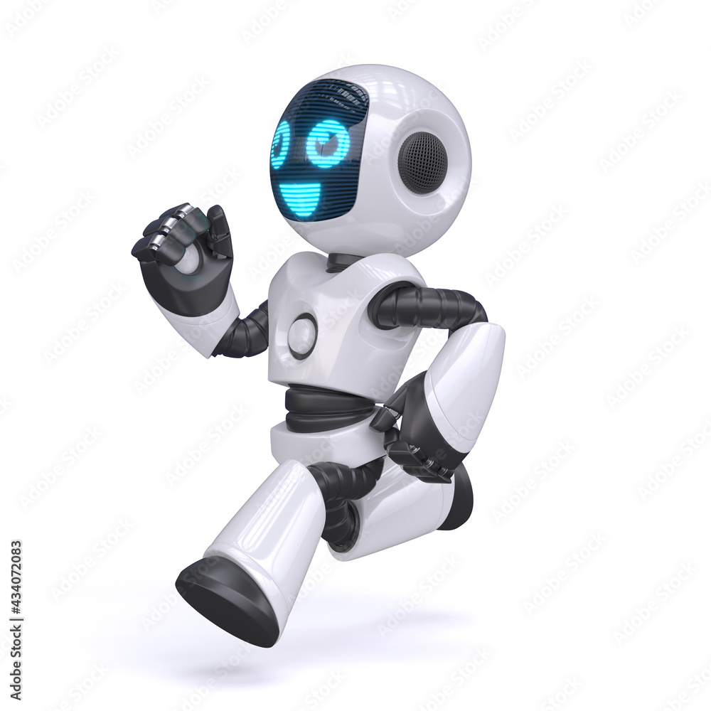 Little robot running, 3d rendering Little robot running, 3d rendering