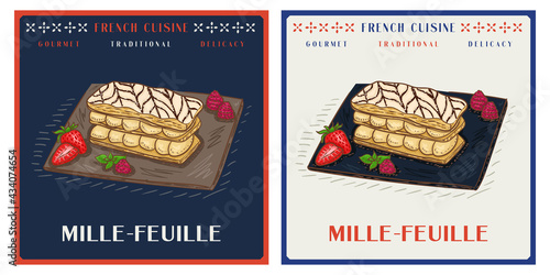 Mille feuille French Napoleon puff pastry dessert