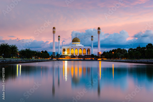 central mosque of Songkhla with twilight sky, Thailand photo