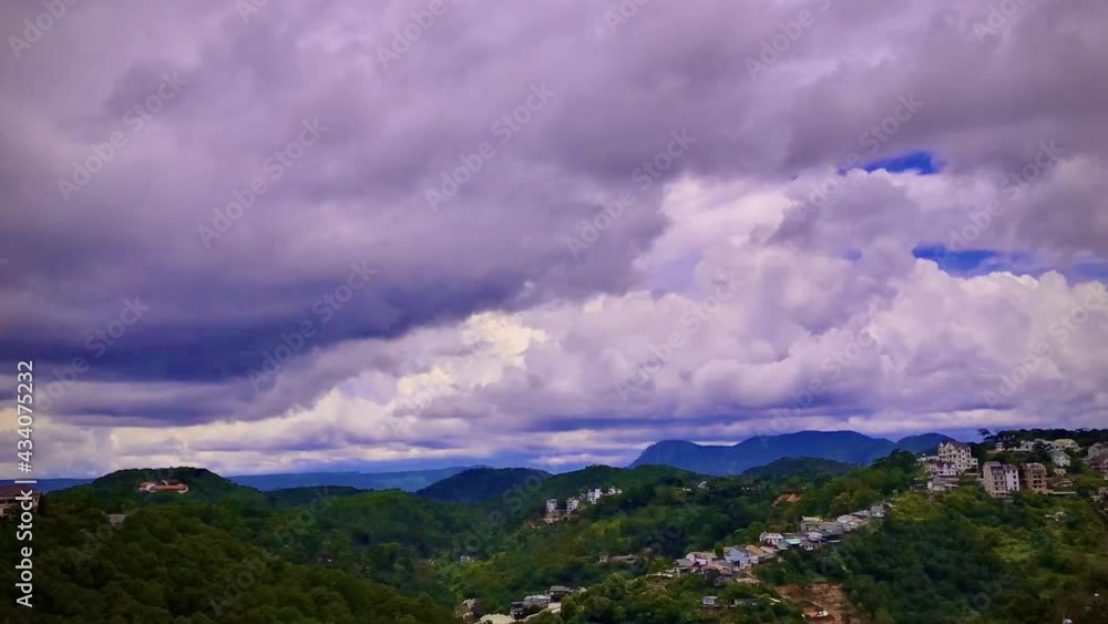 Cumulus rolling clouds timelapse in Dalat, Vietnam's honeymoon capital Cumulus rolling clouds timelapse in Dalat, Vietnam's honeymoon capital