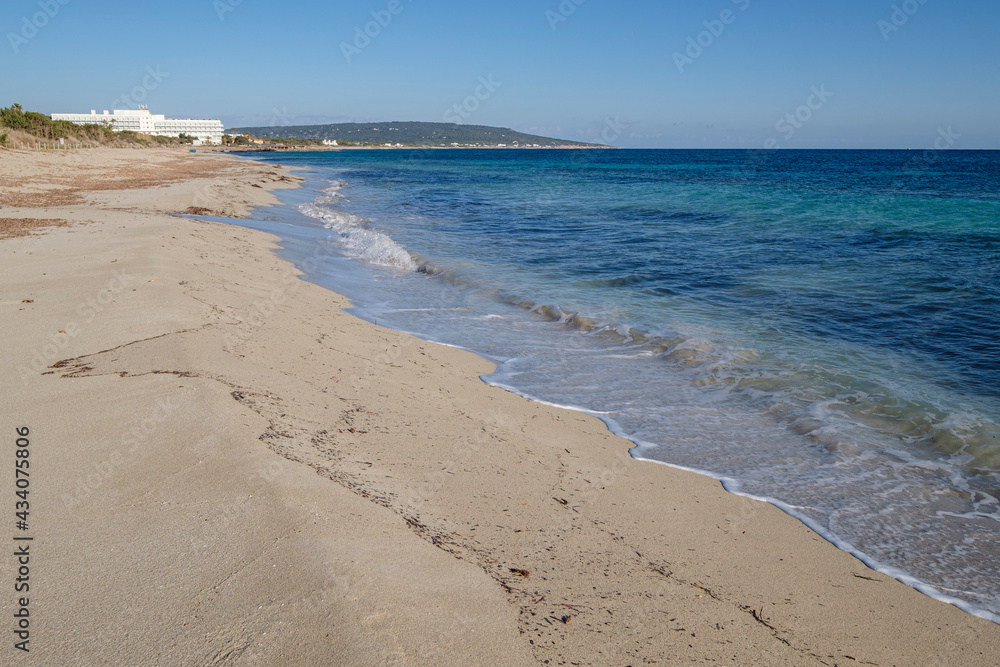 Obraz premium Migjorn beach, Ca Marí, Formentera, Pitiusas Islands, Balearic Community, Spain