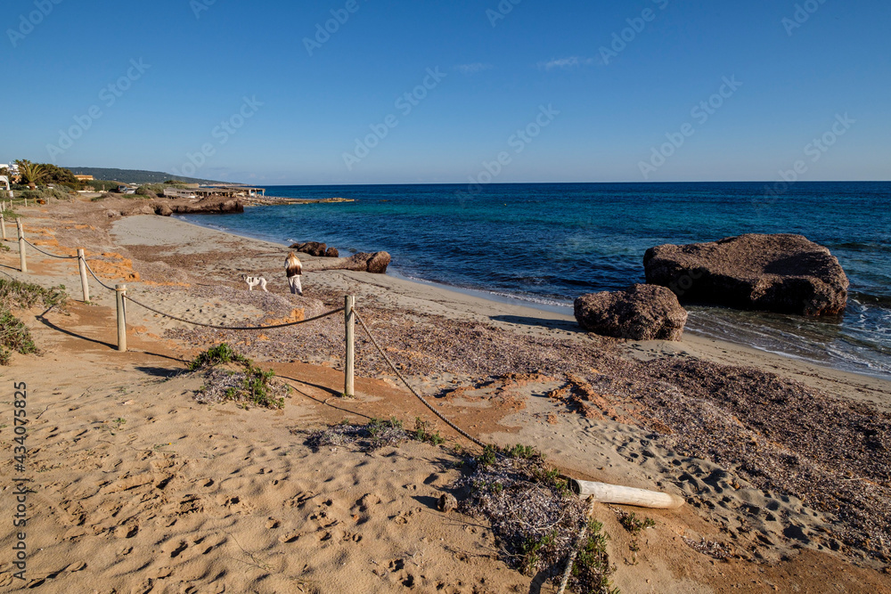 Obraz premium Migjorn beach, Ca Marí, Formentera, Pitiusas Islands, Balearic Community, Spain